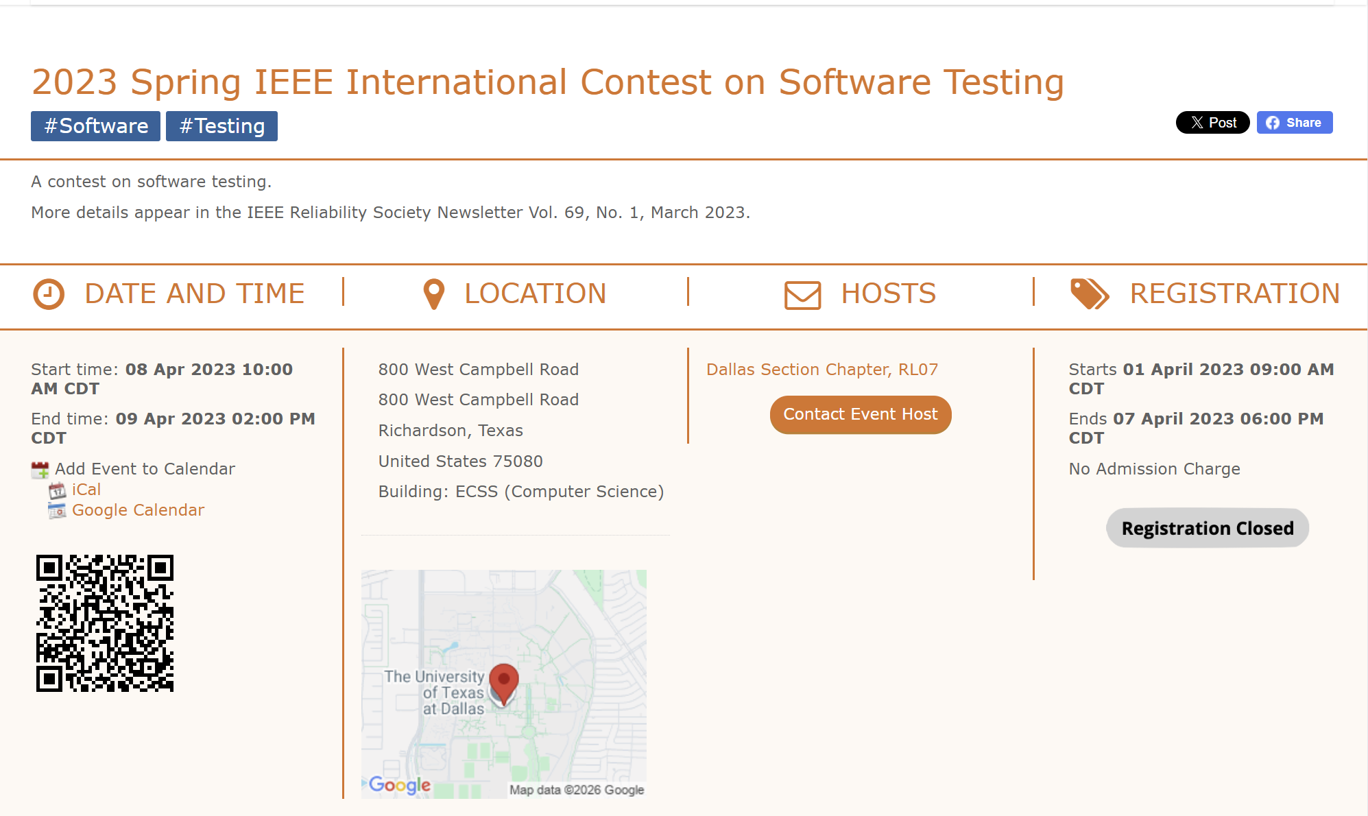 2023 Spring IEEE International Contest on Software Testing event