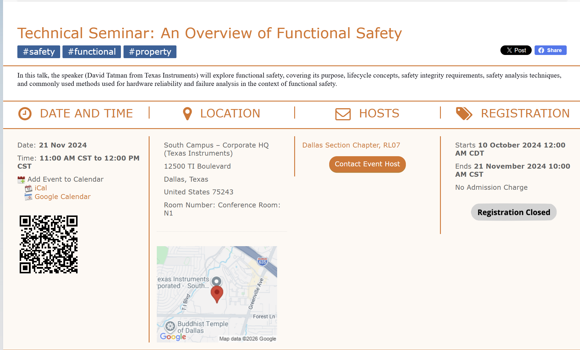 Technical Seminar An Overview of Functional Safety event