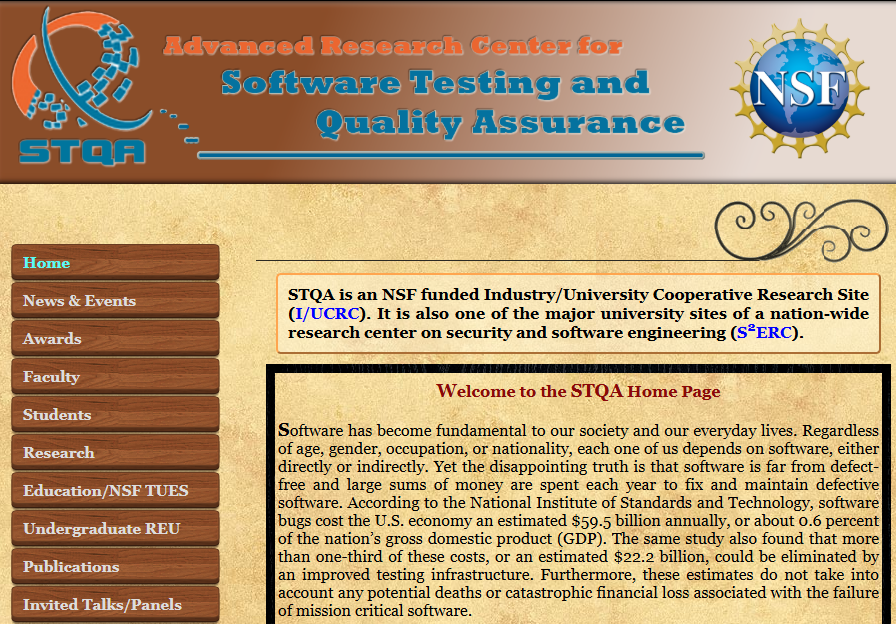 Advanced Research Center for Software Testing and Quality Assurance webpage
